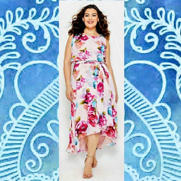 Ashley Stewart Dresses & Skirts - 22W Ashley Stewart Blush Floral HiLow Maxi Dress